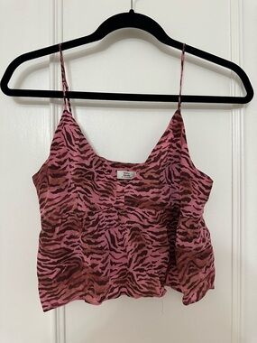Little Moon Pink and Brown Zebra Print Spaghetti Strap Camisole